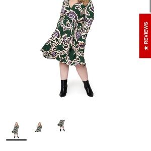 Leota Plus Size Green Floral Wrap Dress